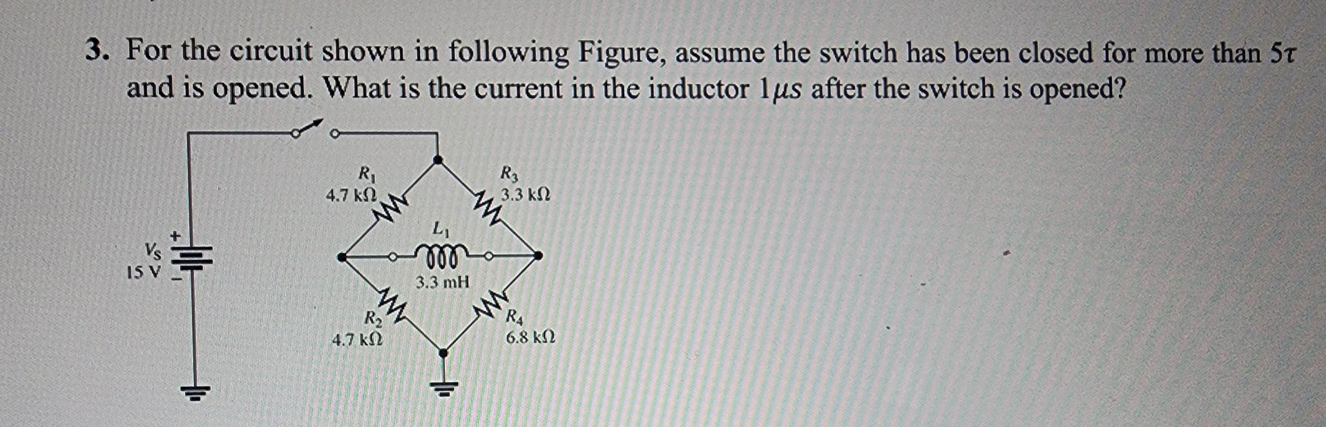 For the circuit shown in following Figure, assume