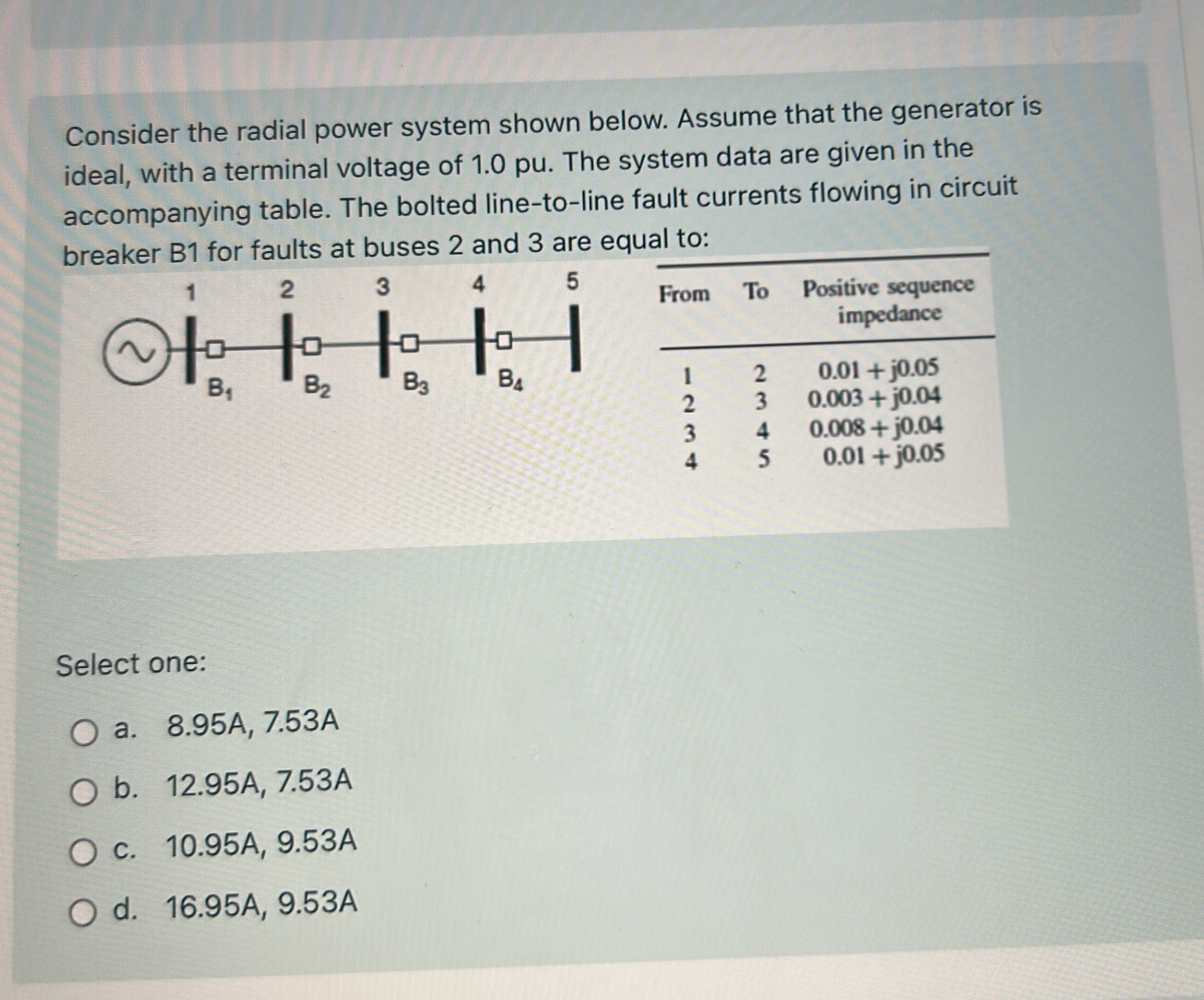 Consider the radial power system shown below.