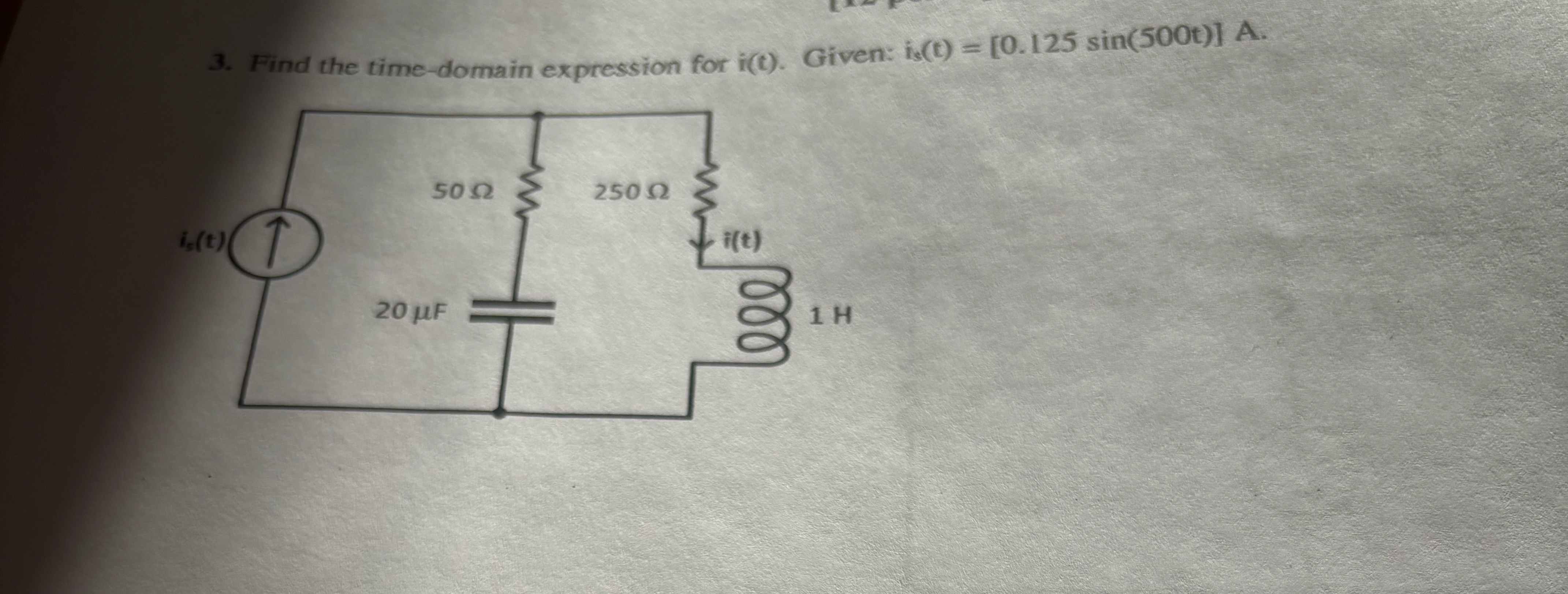 Find the time - domain expression for i ( t ) .
