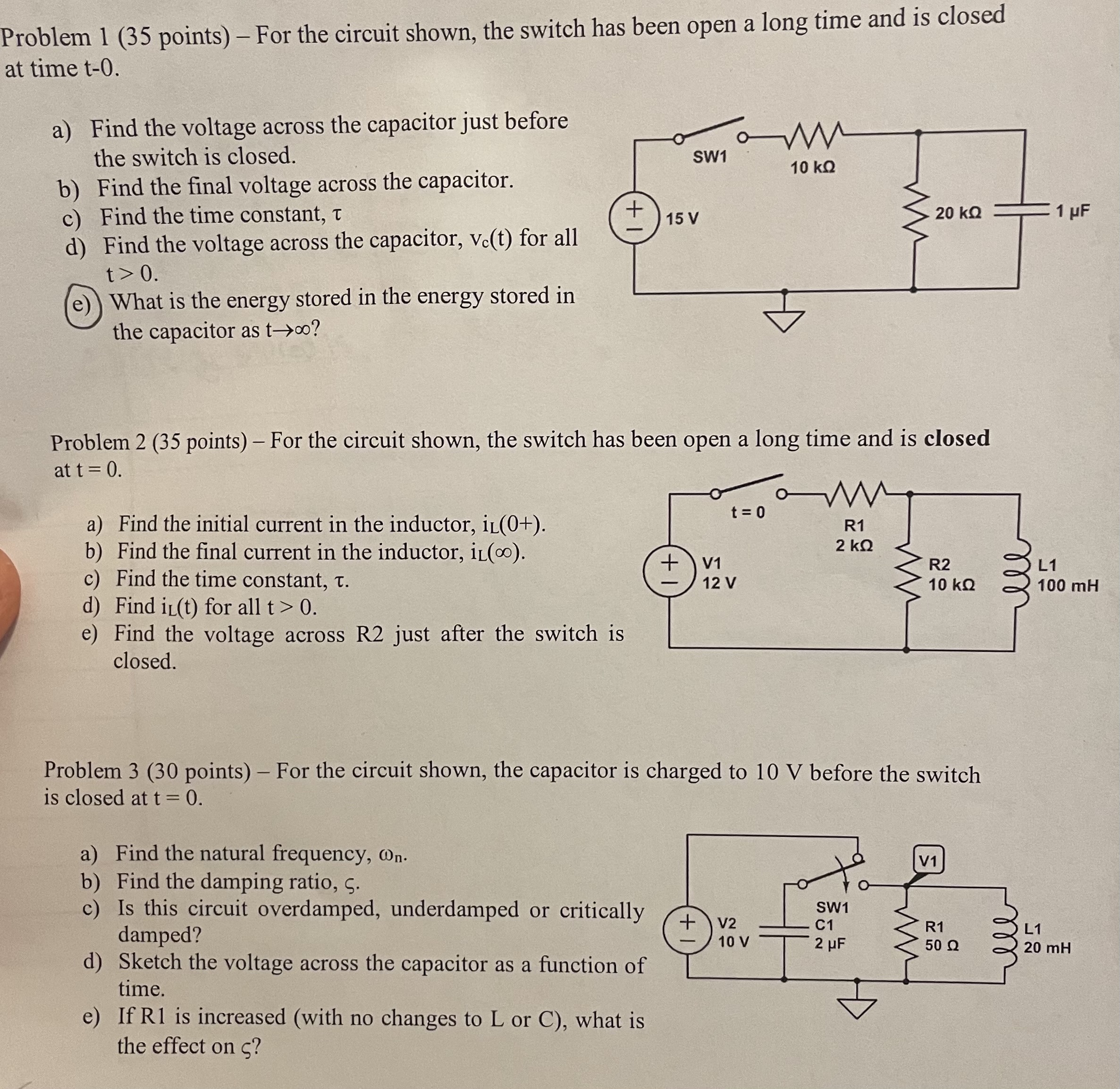 Problem 1 ( 3 5 points ) - For the circuit shown,