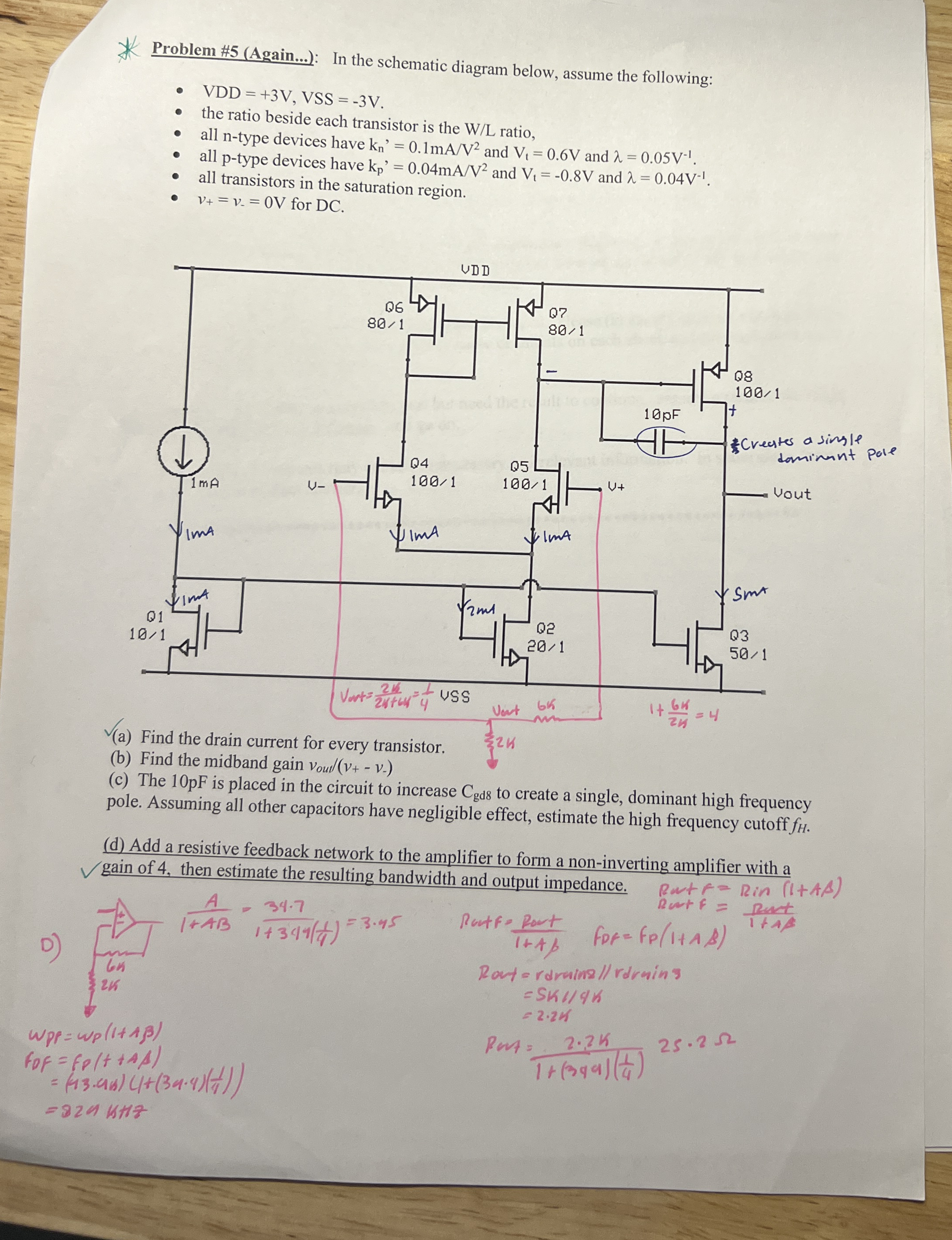 Problem # 5 ( Again . . . ) : In the schematic