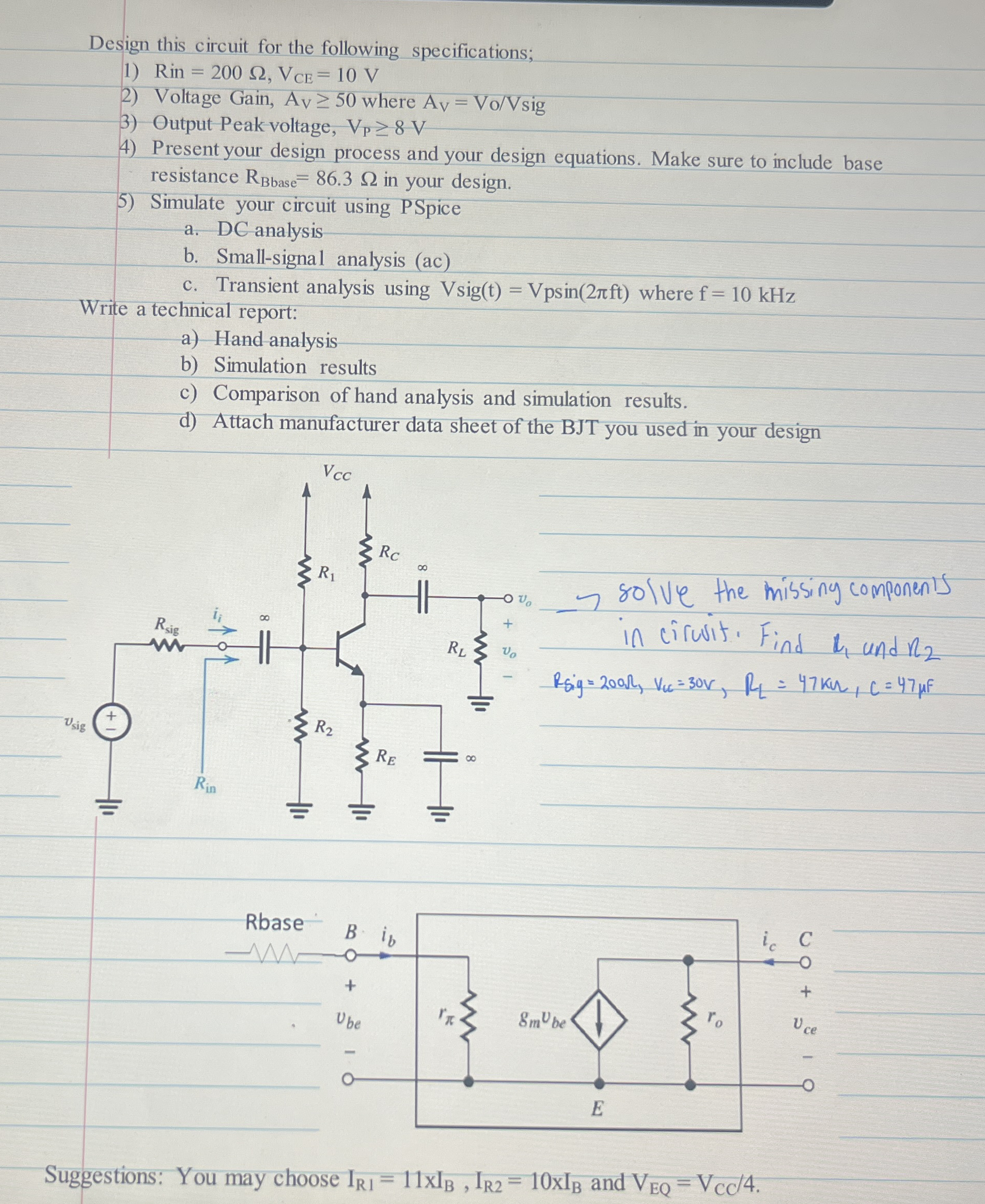 Design this circuit for the following