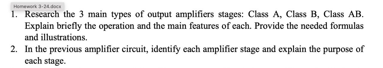 Research the 3 main types of output amplifiers