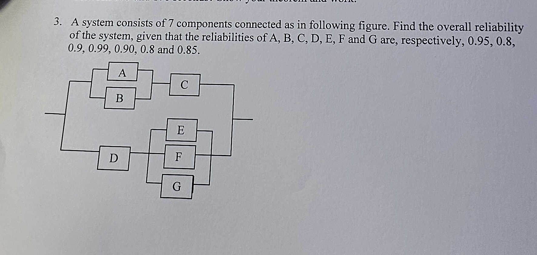 A system consists of 7 components connected as in