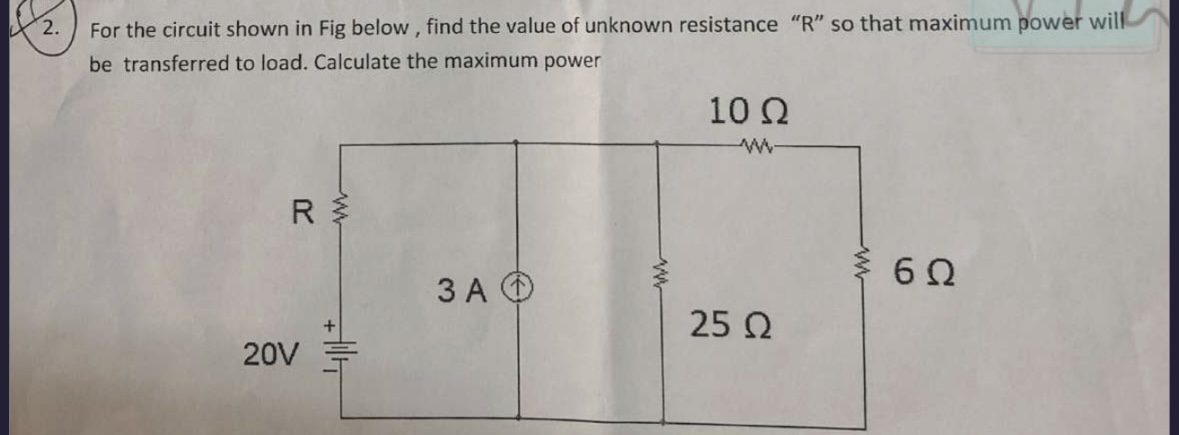 For the circuit shown in Fig below, find the