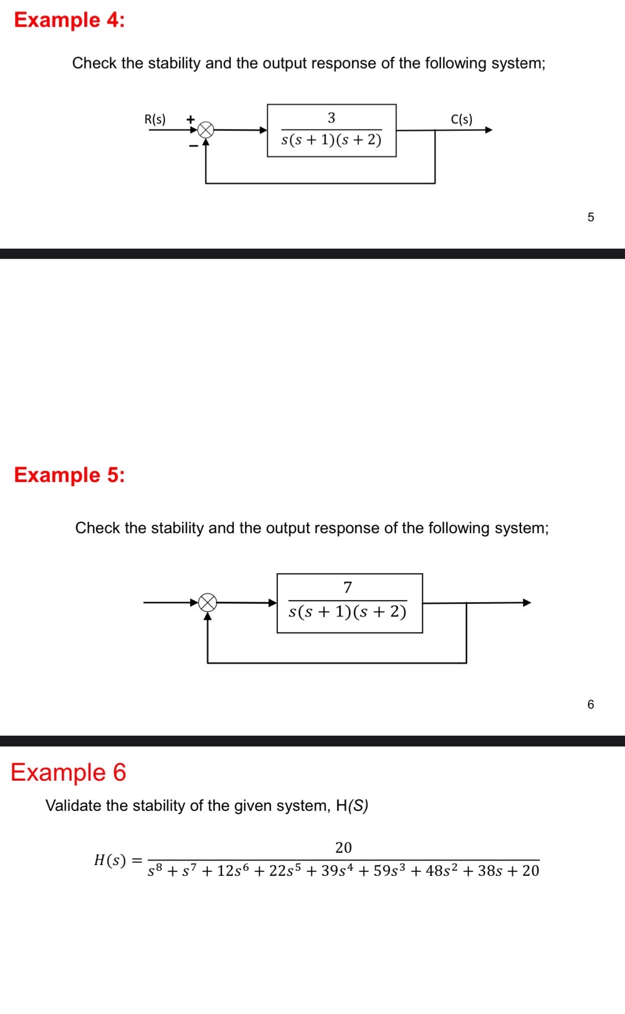 Example 4 : Check the stability and the output