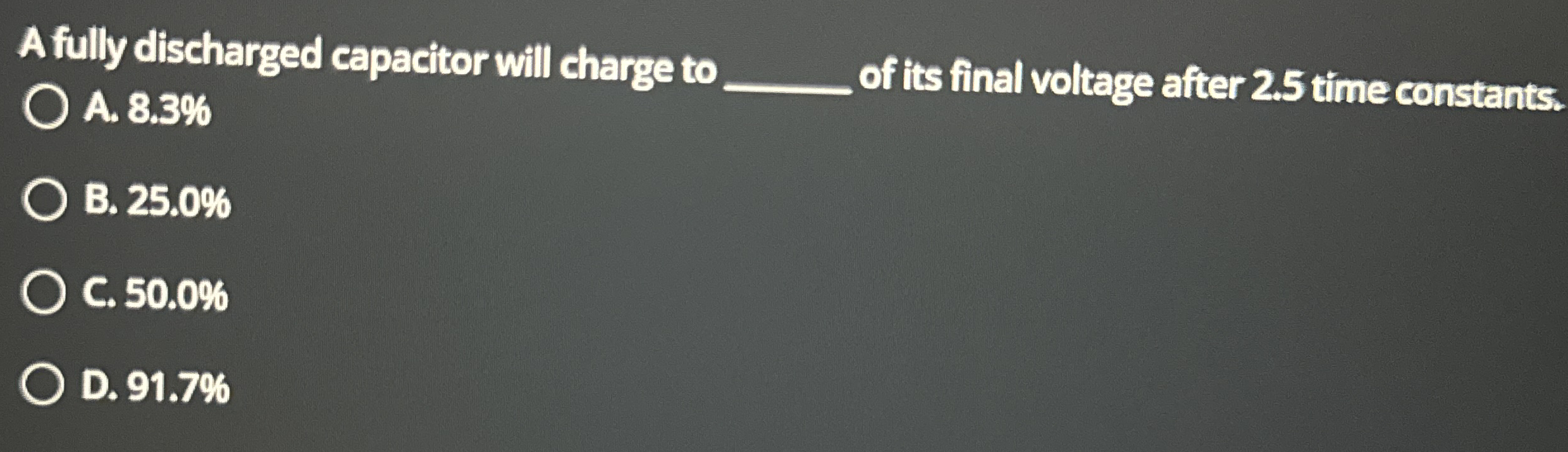 A fully discharged capacitor will charge to q , A