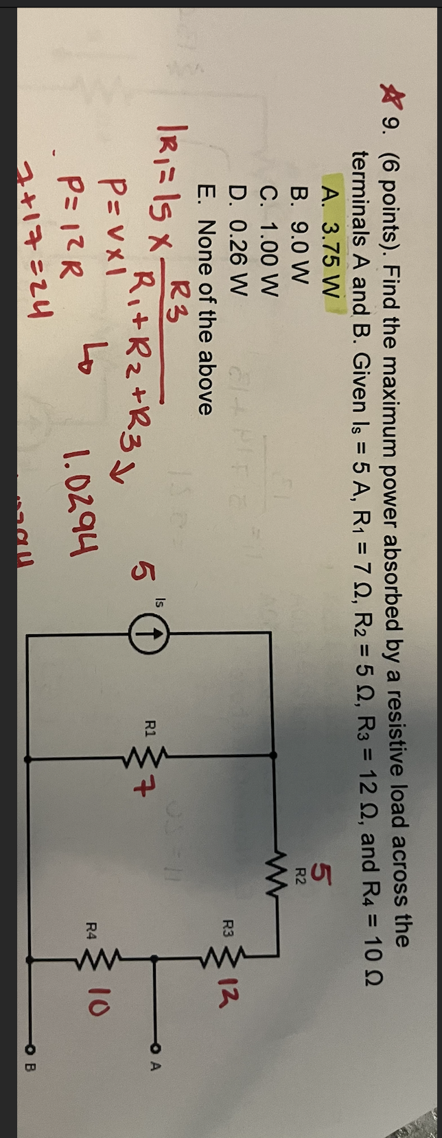 ( 6 points ) . Find the maximum power absorbed by