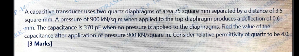 A capacitive transducer uses two quartz