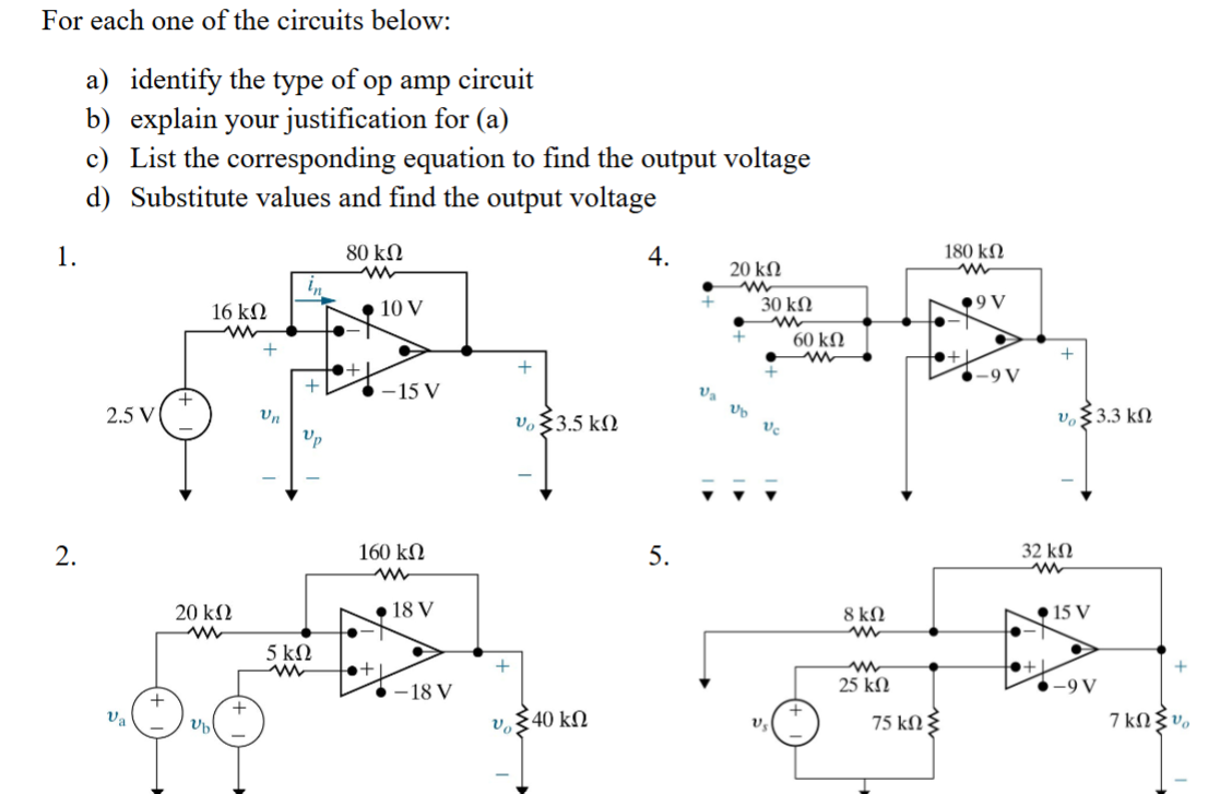 For each one of the circuits below: a ) identify