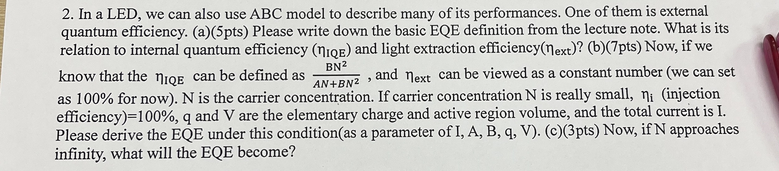 In a LED, we can also use ABC model to describe