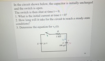 In the circuit shown below, the capacitor is