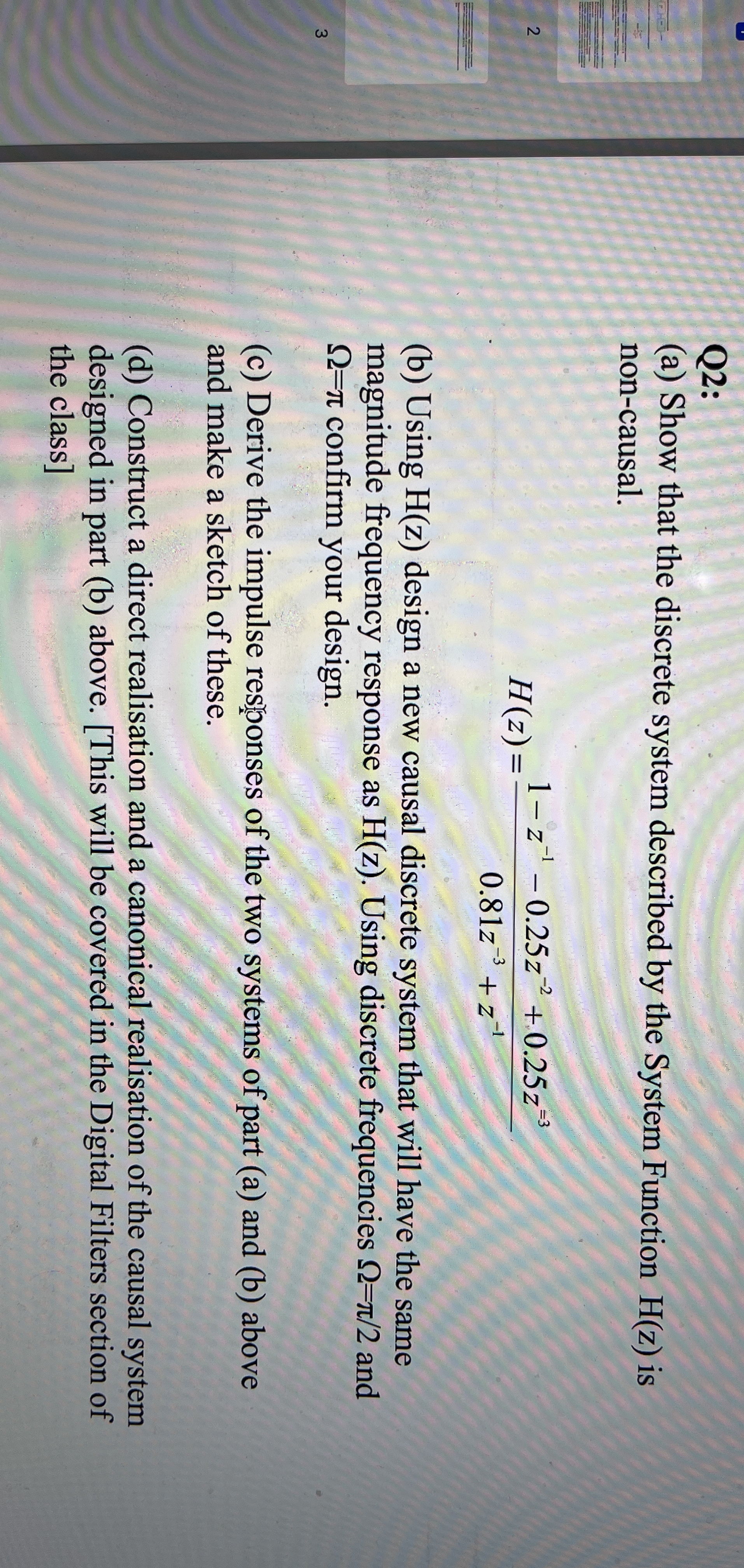 Q 2 : ( a ) Show that the discrete system