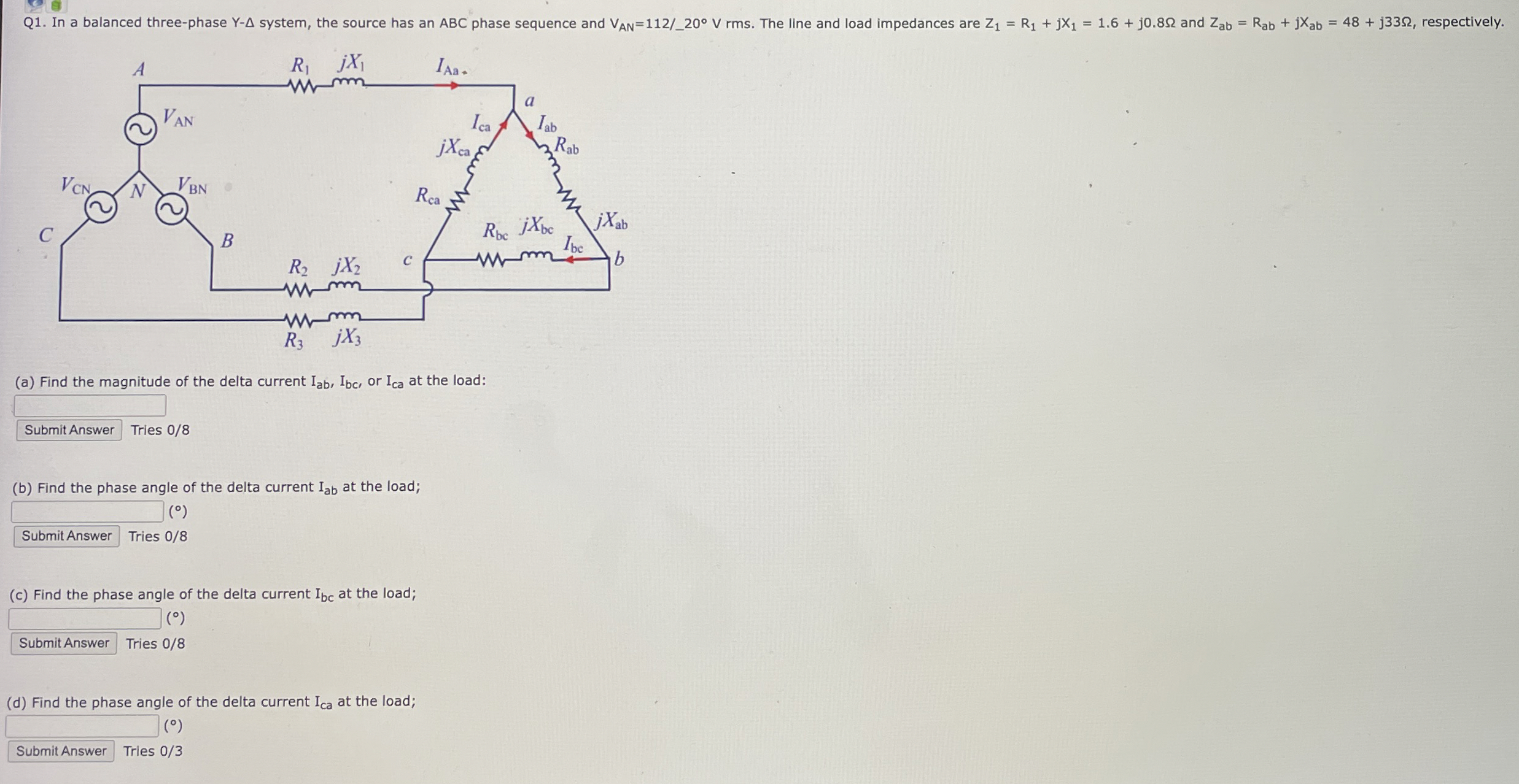 ( a ) Find the magnitude of the delta current I a