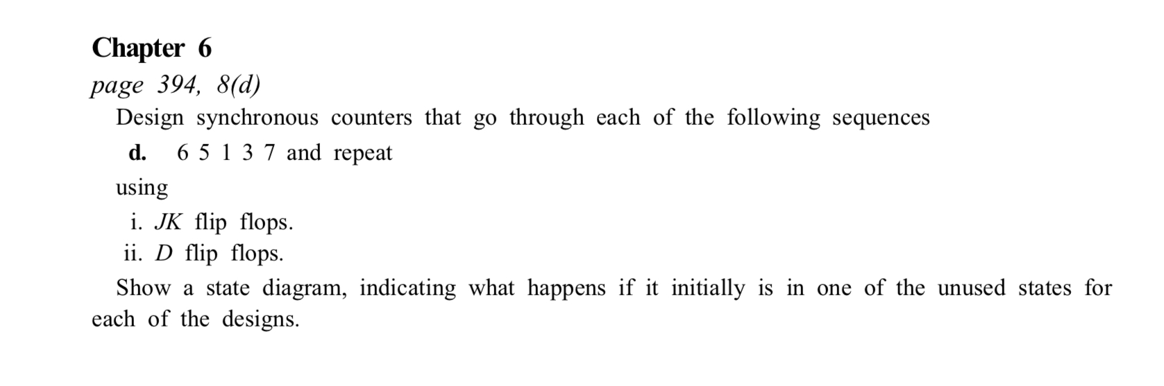 Chapter 6 page 3 9 4 , 8 ( d ) Design synchronous