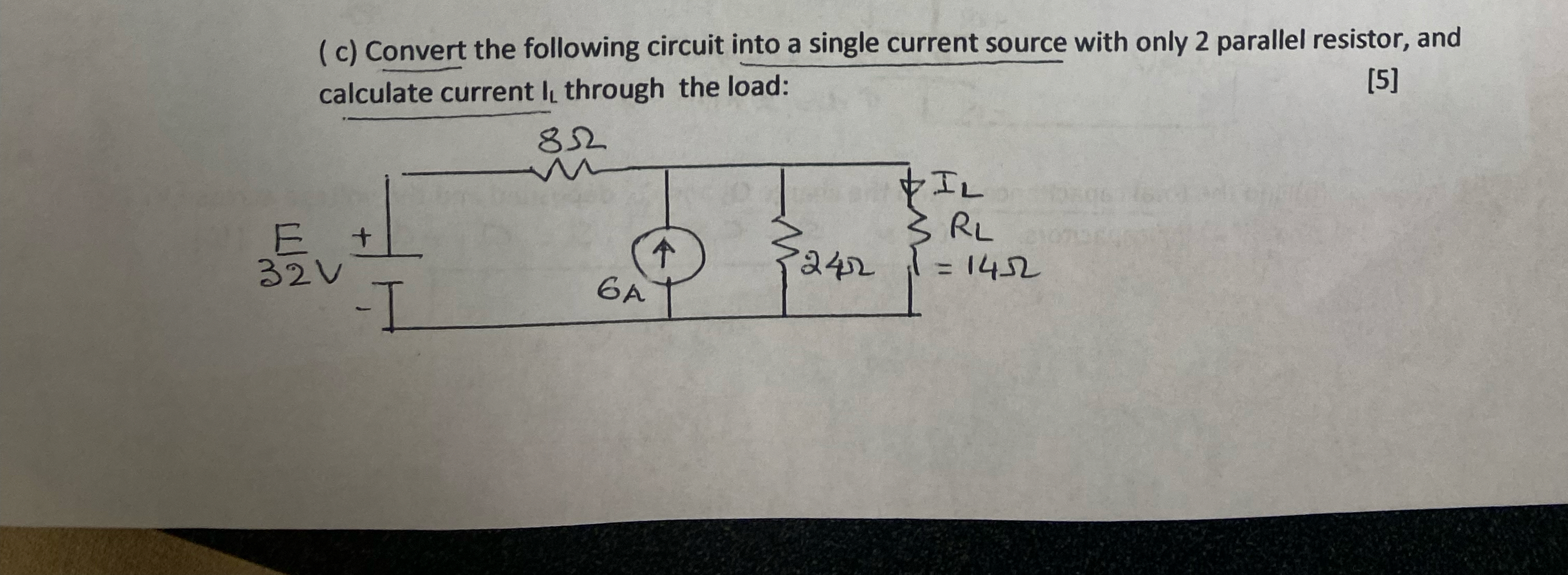 ( c ) Convert the following circuit into a single