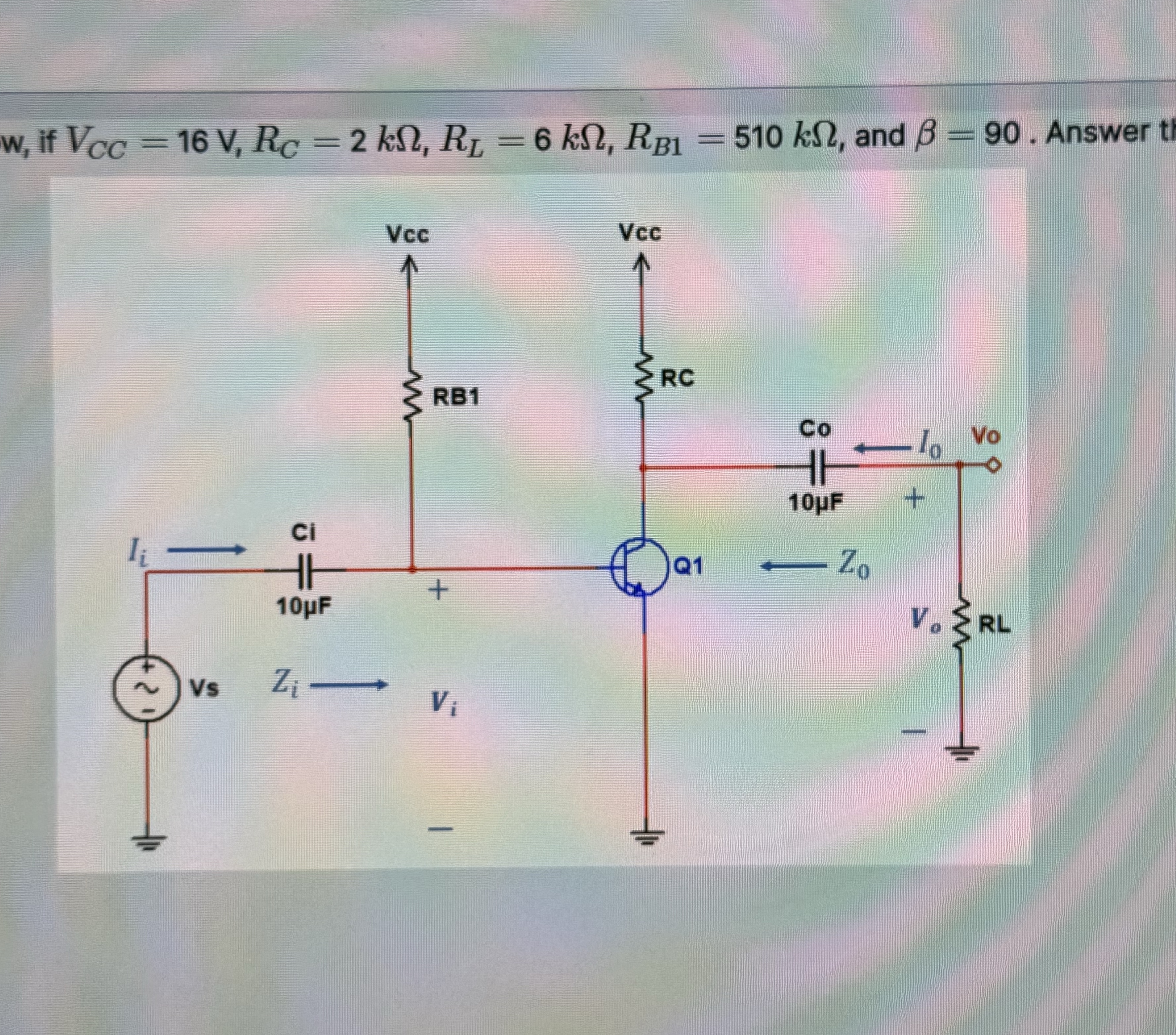 w , if V C C = 1 6 V , R C = 2 k , R L = 6 k , R
