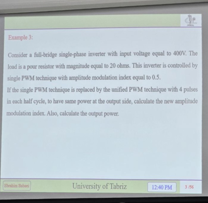 Example 3 : Consider a full - bridge single -