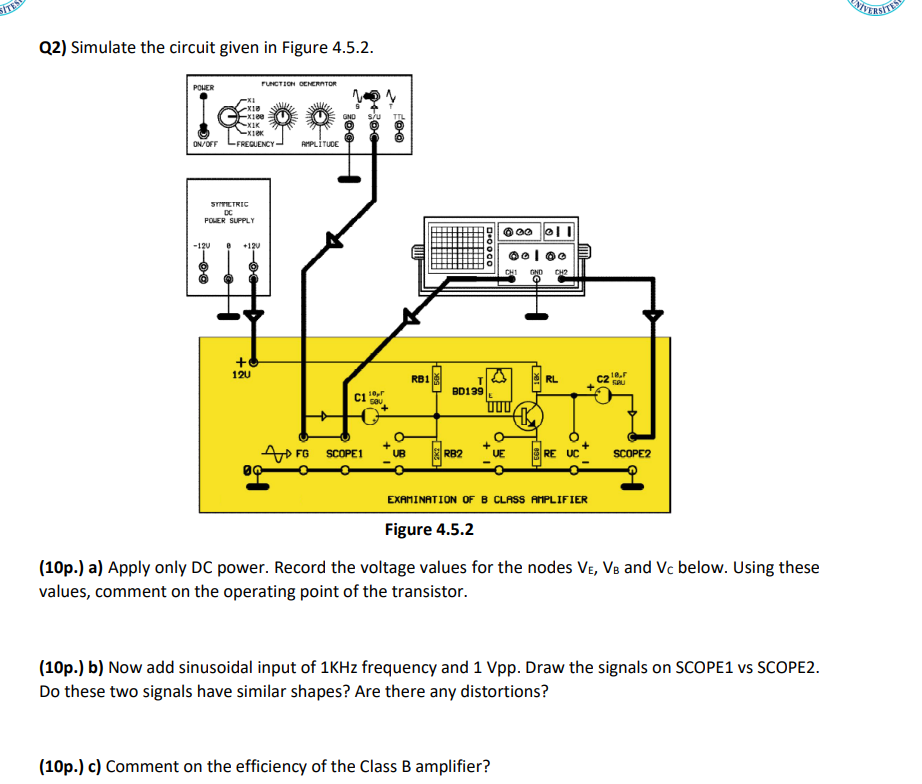 Q 2 ) Simulate the circuit given in Figure 4 . 5