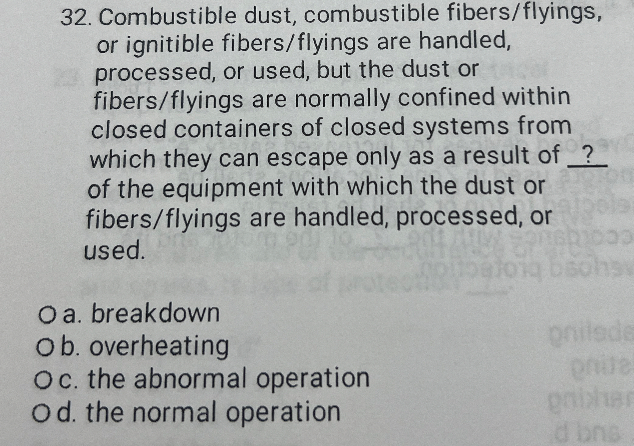 Combustible dust, combustible fibers / flyings ,