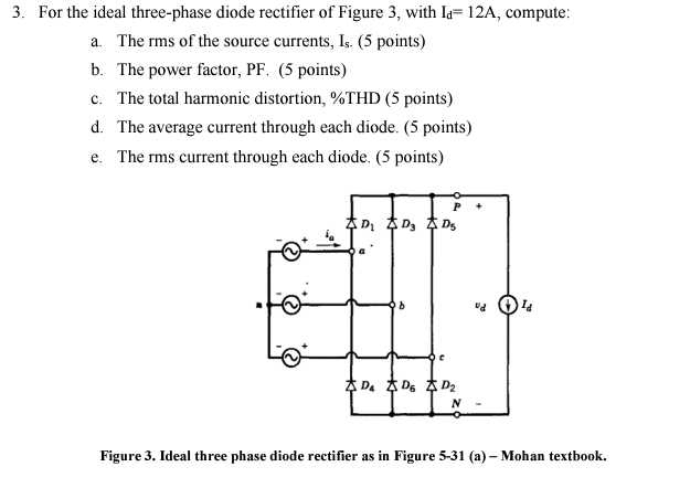 3 . For the ideal three - phase diode rectifier