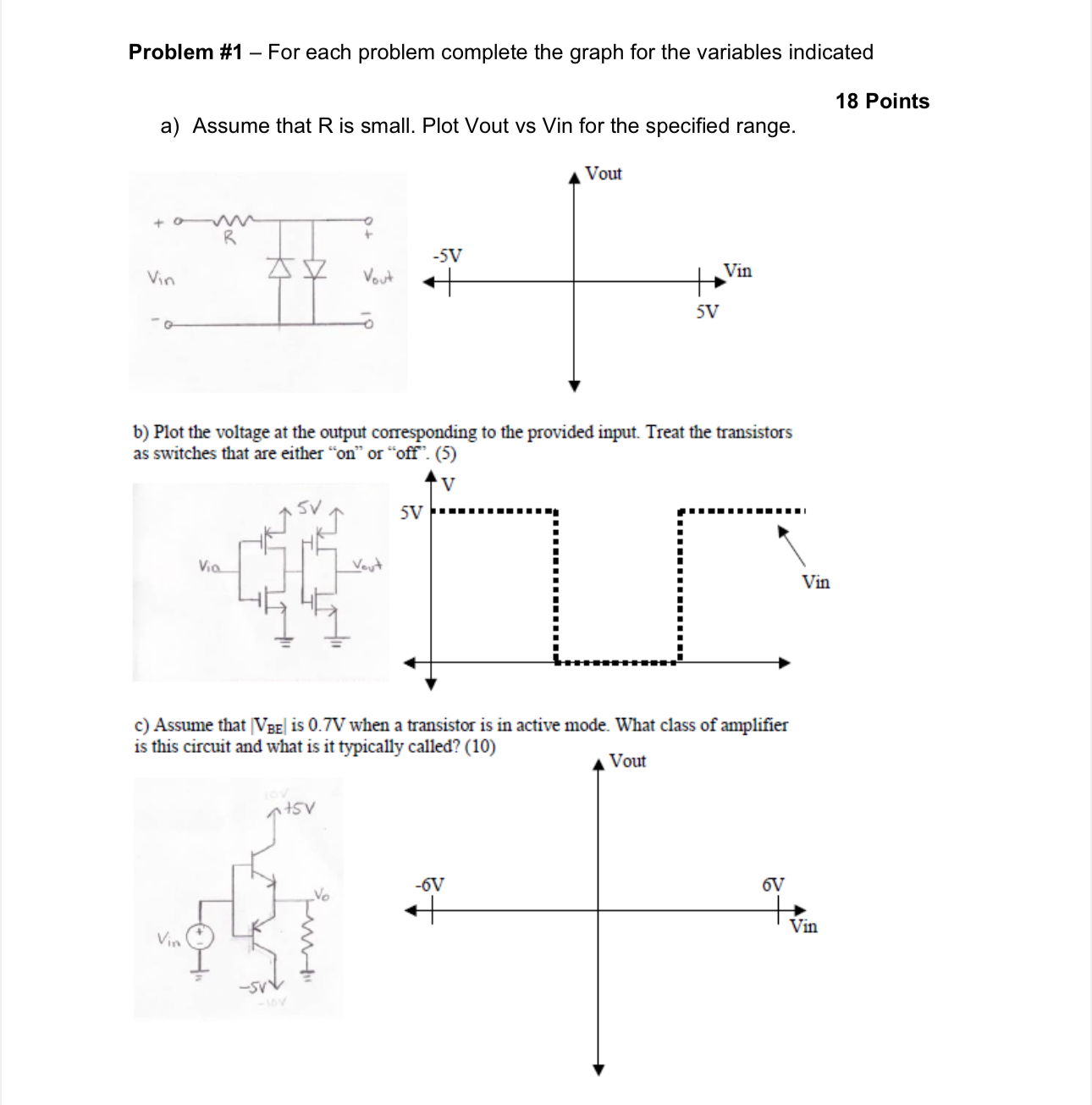 Problem # 1 - For each problem complete the graph