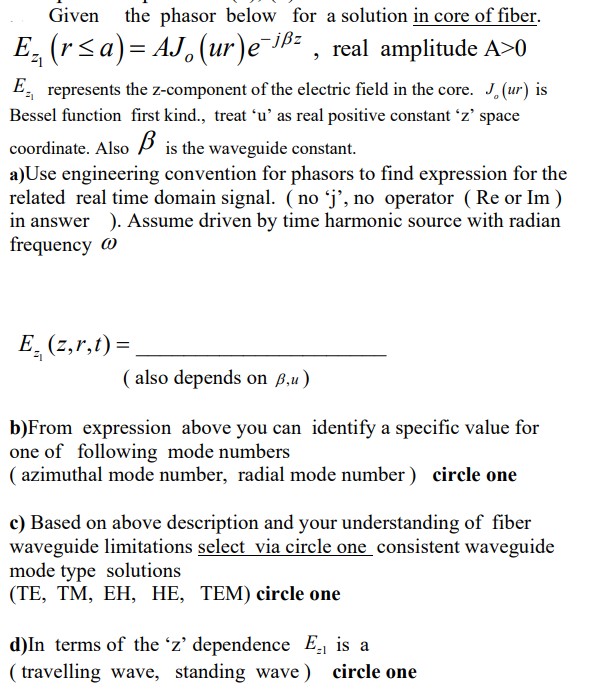 Given the phasor below for a solution in core of
