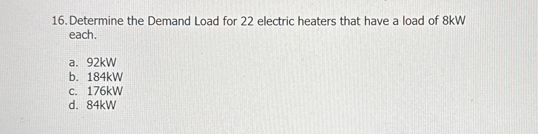 Determine the Demand Load for 2 2 electric