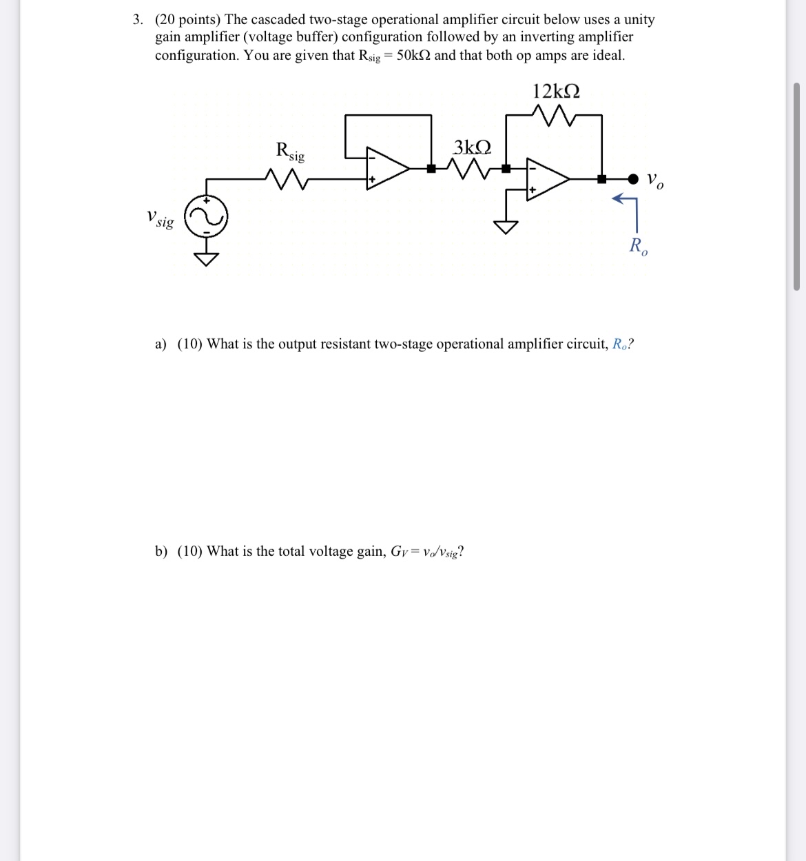 ( 2 0 points ) The cascaded two - stage