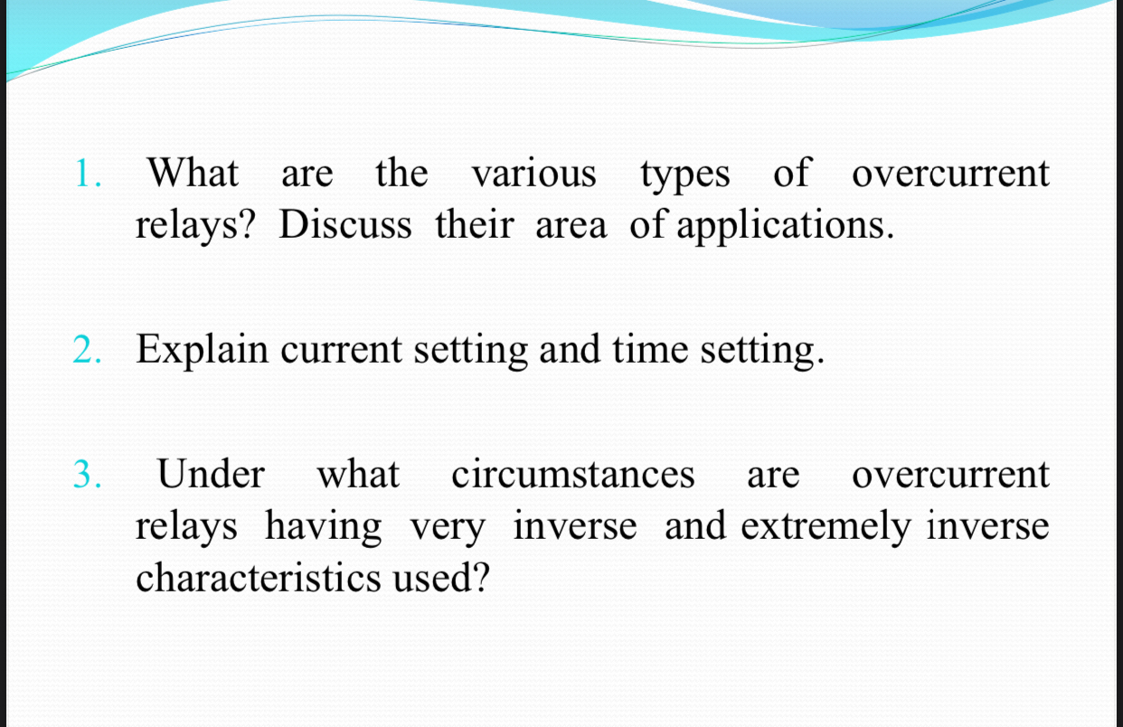 What are the various types of overcurrent relays?