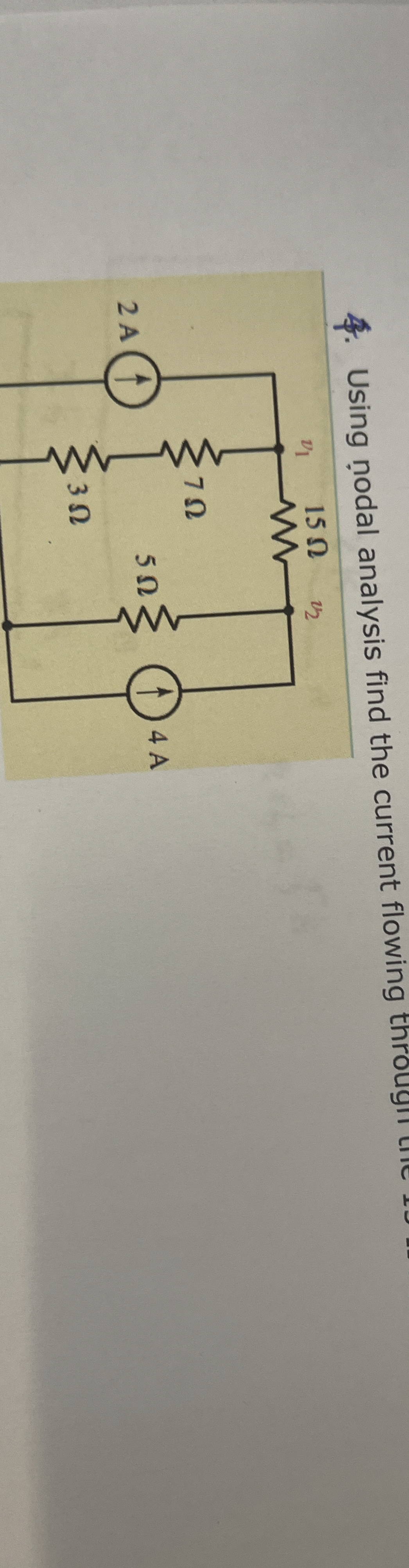 Using nodal analysis find the current flowing
