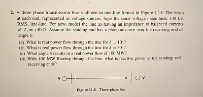 A three - phase transmission line is shown in one