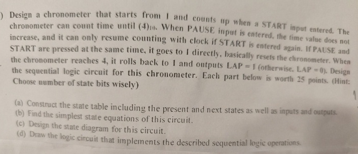 Design a chronometer that starts from I and