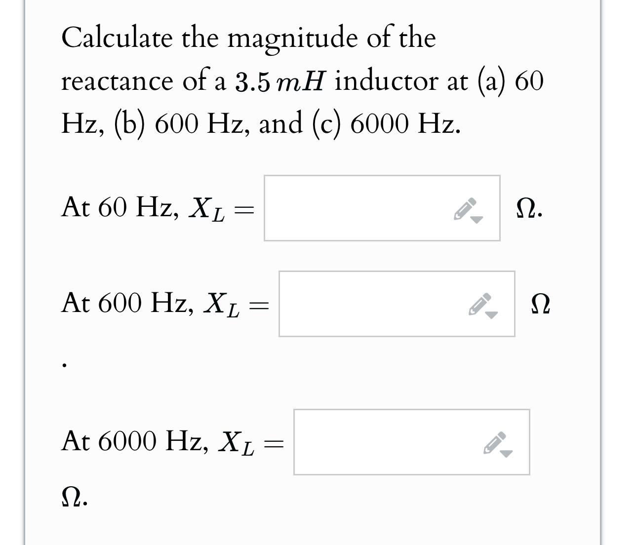 Calculate the magnitude of the reactance of a 3 .