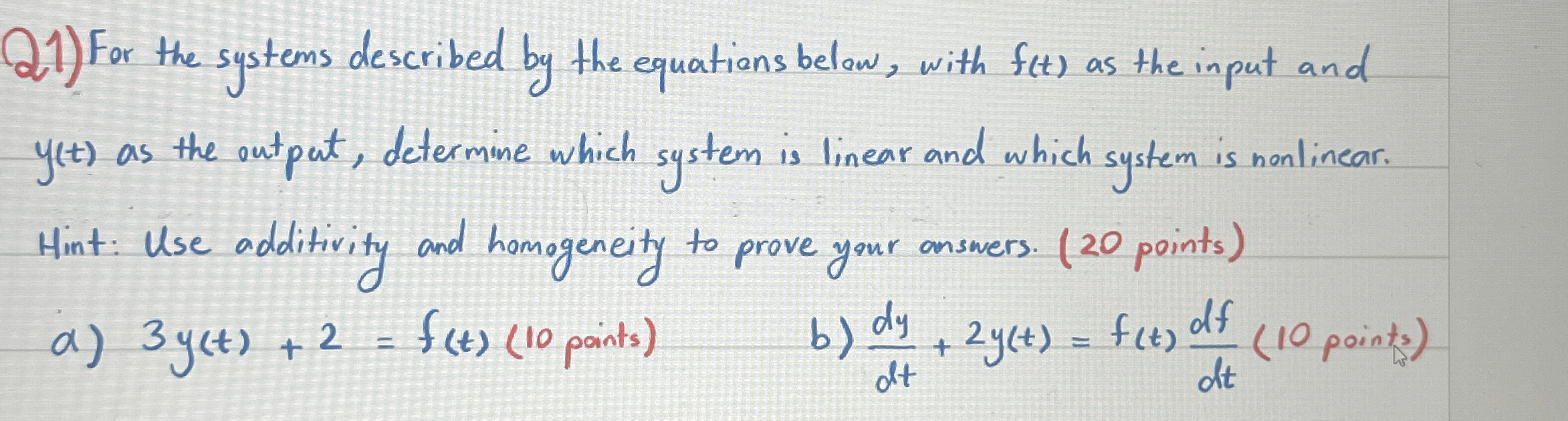 For the systems described by the equations below,