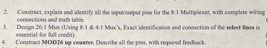 Construct, explain and identify all the input /