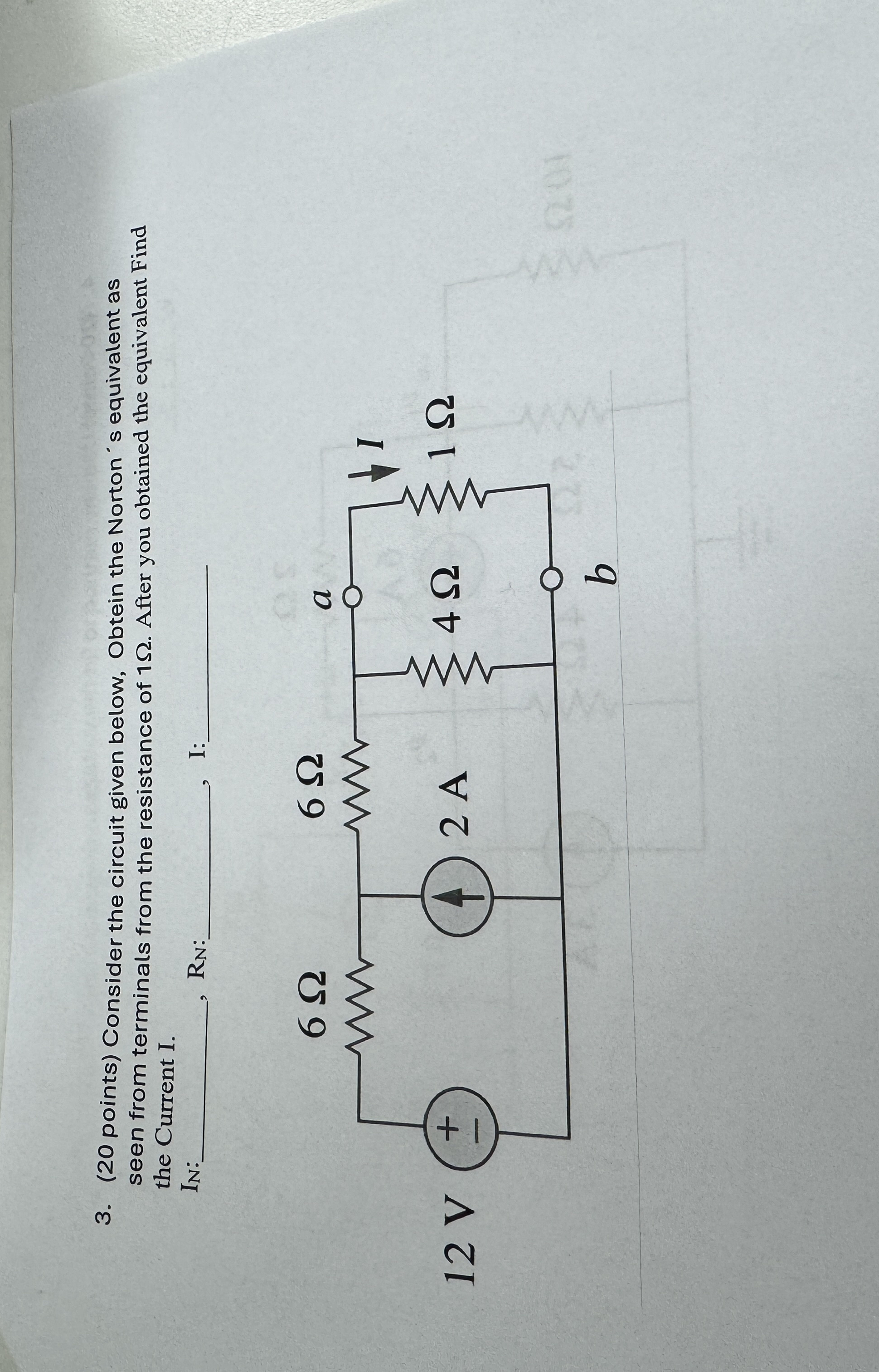 ( 2 0 points ) Consider the circuit given below,