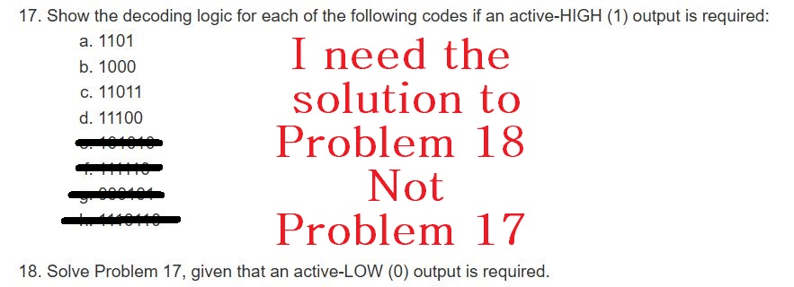 1 7 . Show the decoding logic for each of the