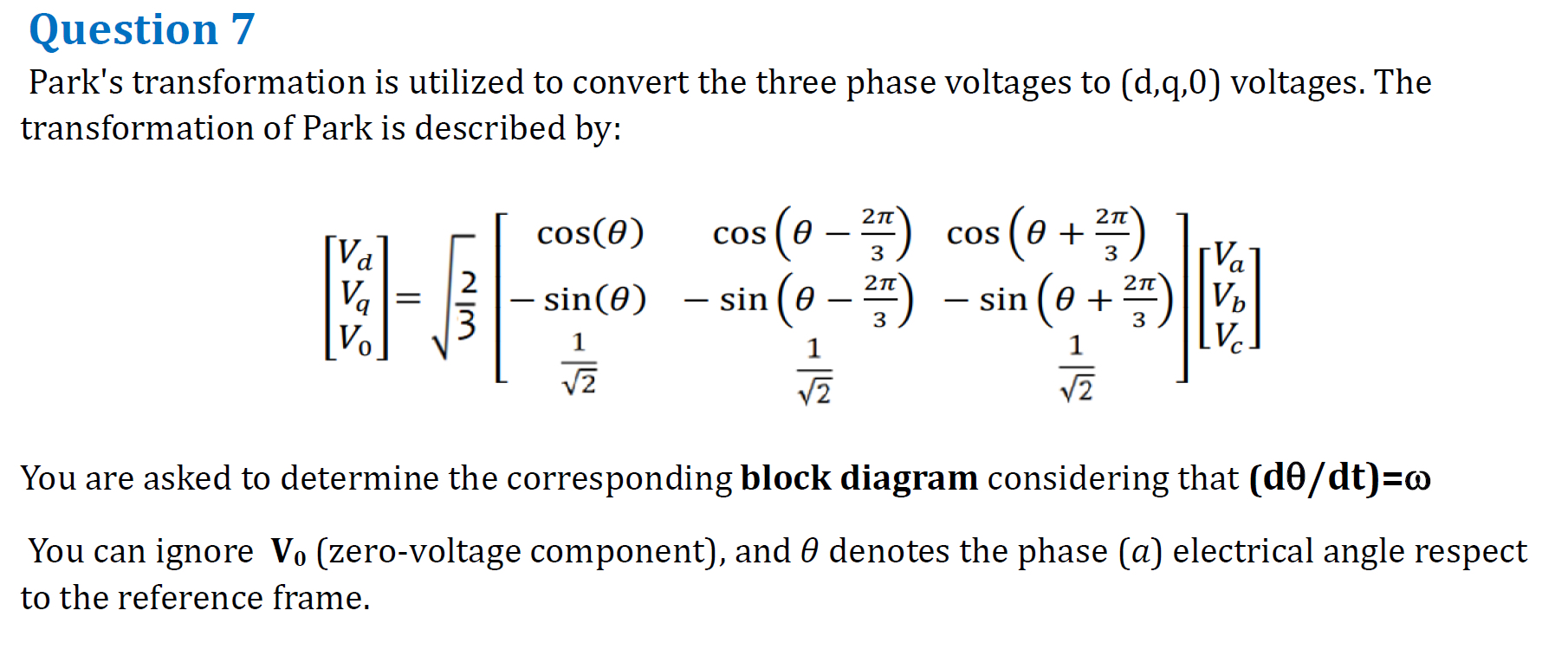 Question Please solve clearly Park's