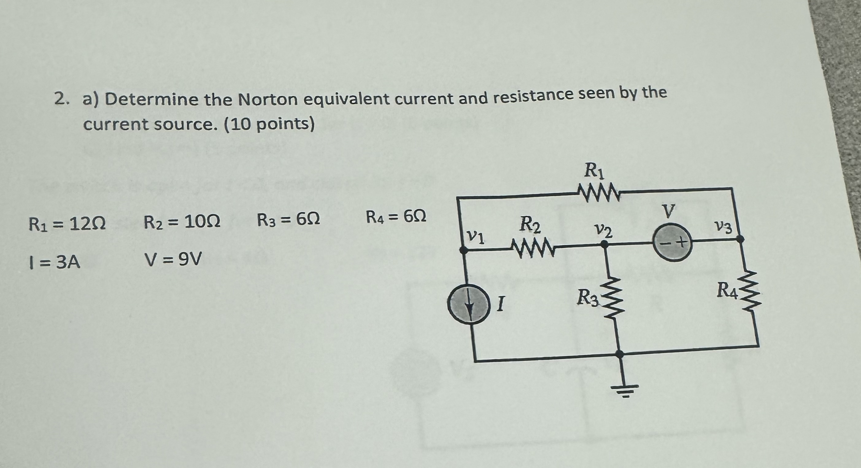 a ) Determine the Norton equivalent current and