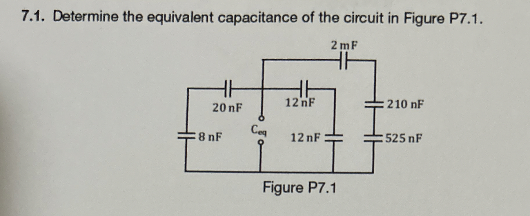 7 . 1 . Determine the equivalent capacitance of