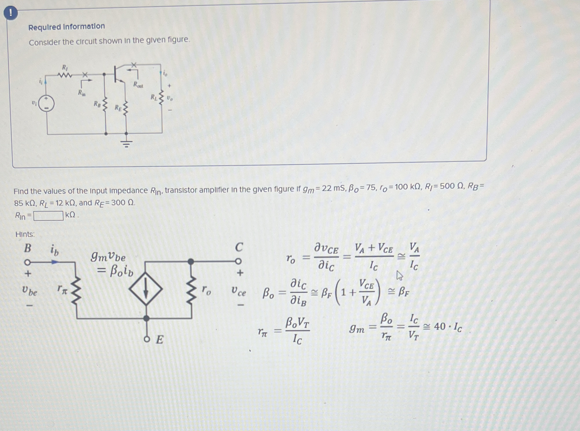 ! Required Information Consider the circuit shown