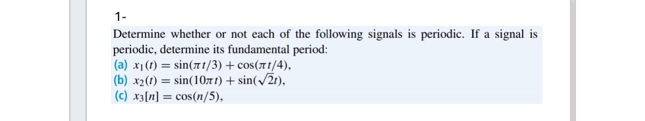 1 - Determine whether or not each of the