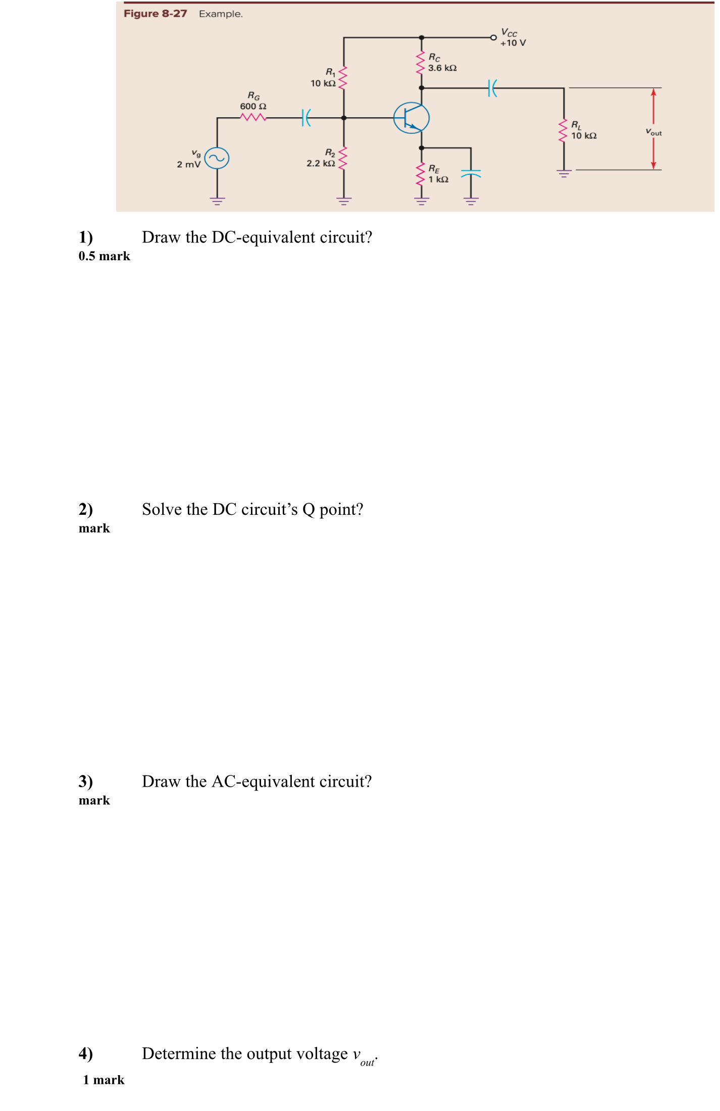 Draw the DC - equivalent circuit? 0 . 5 mark