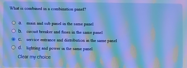 What is combined in a combination panel? a . main