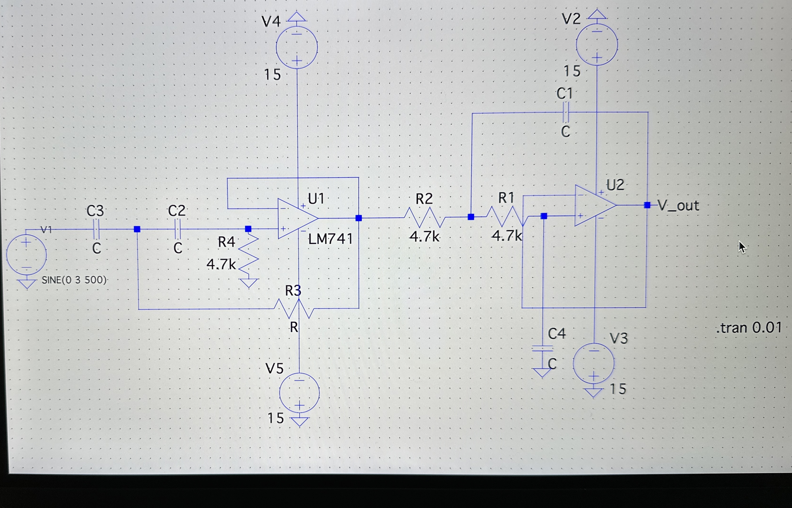 Design an high - pass filter using LM 7 4 1 .