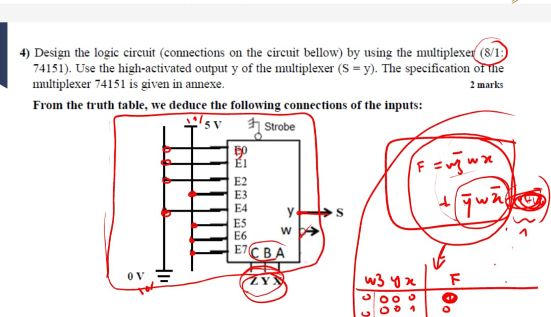 Design the logic circuit ( connections on the