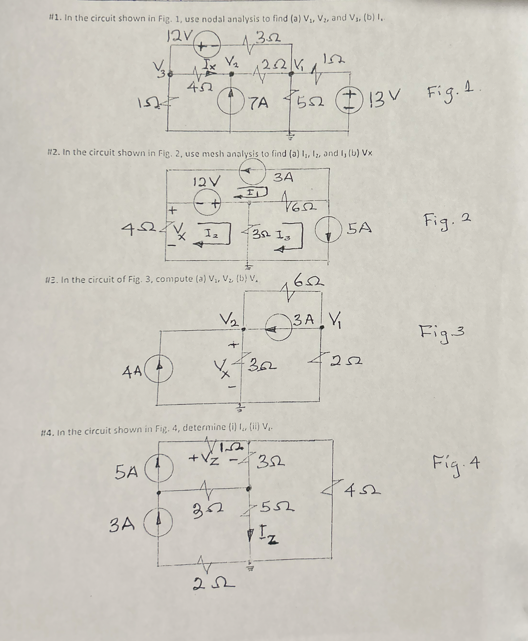 H 1 . In the circuit shown in Fig. 1 , use nodal