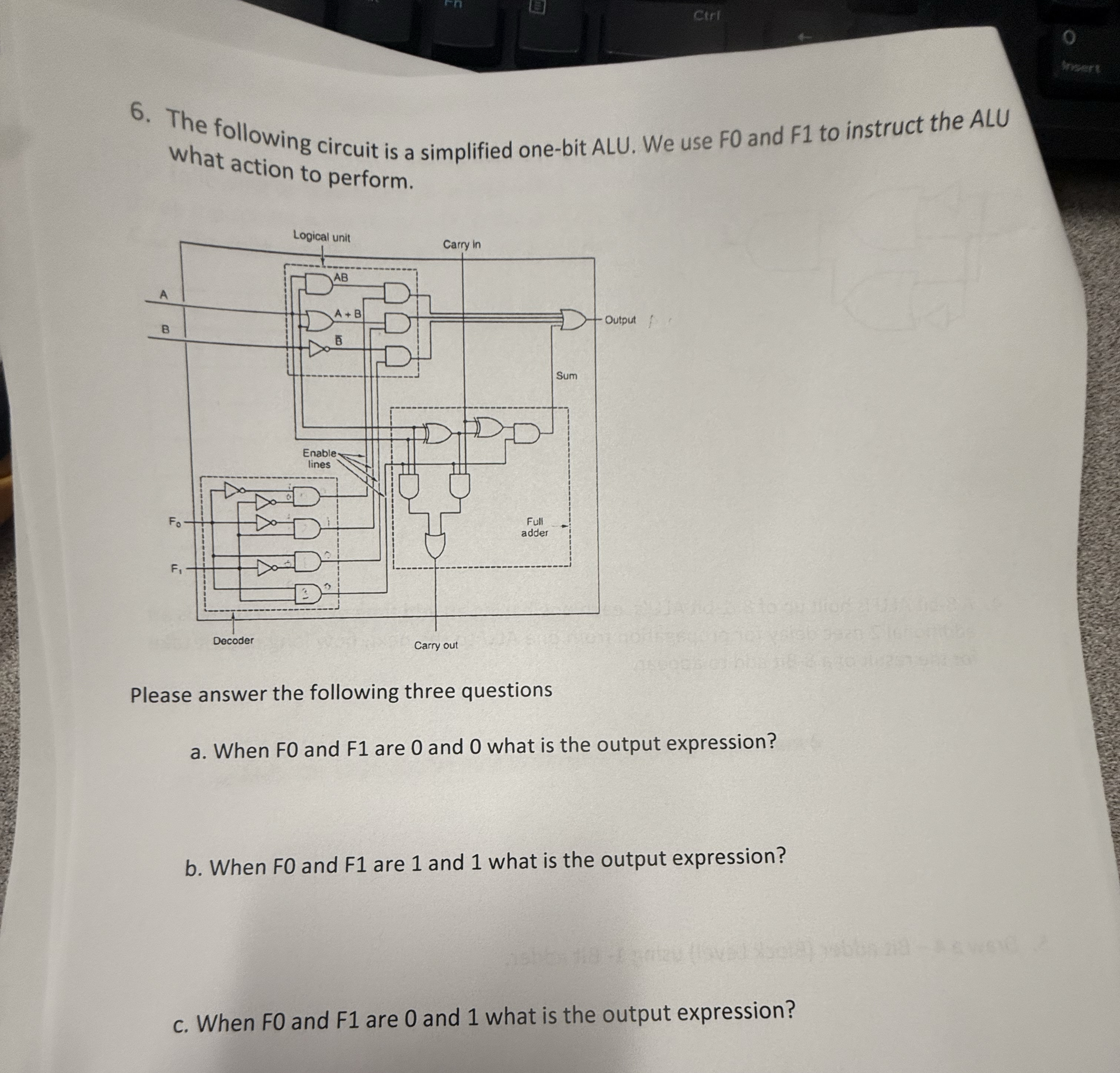 The following circuit is a simplified one - bit