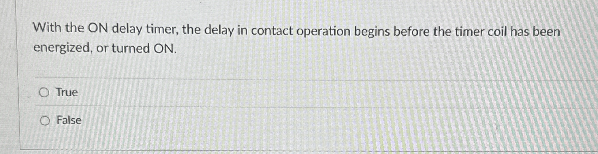 With the ON delay timer, the delay in contact